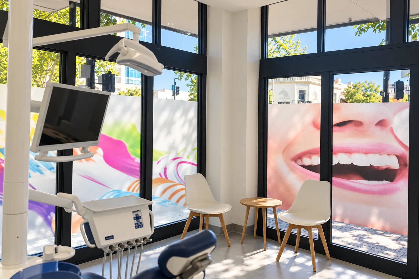 Windows and seating in a dental practice